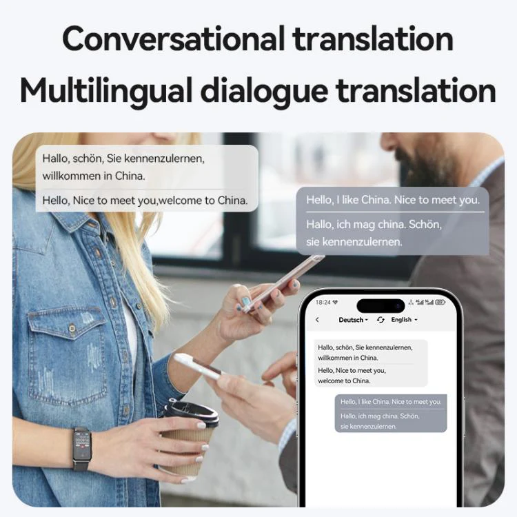 S18A 1.47-inch Screen AI Dialogue Translation Voice Recording Bracelet Support AIREC-APP, Memory:128GB(Black) - Image 6