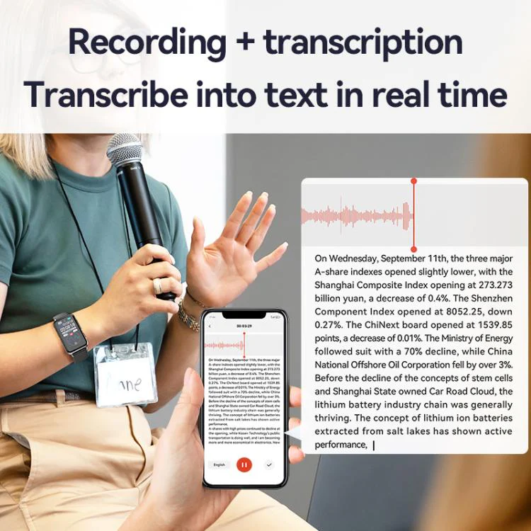 S18A 1.47-inch Screen AI Dialogue Translation Voice Recording Bracelet Support AIREC-APP, Memory:32GB(Black) - Image 4