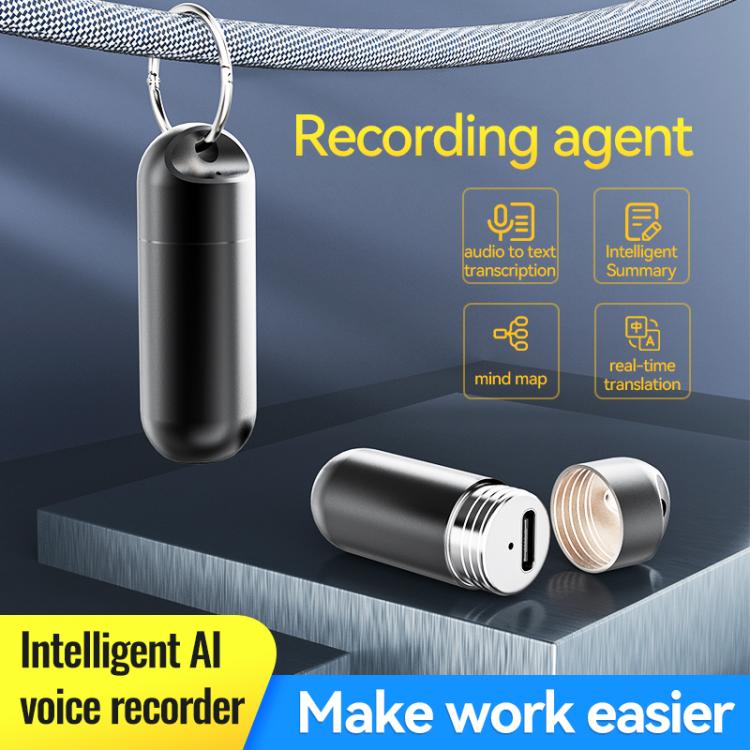 S1A Keychain Mini Smart AI Voice Recorder, Memory:16GB(Black) - Image 5