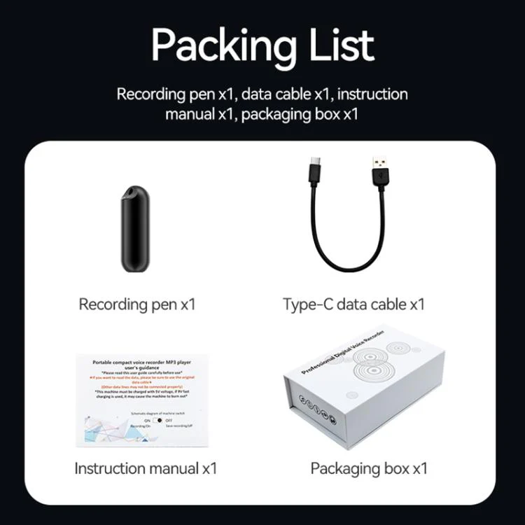 S1A Keychain Mini Smart AI Voice Recorder, Memory:32GB(Black) - Image 11
