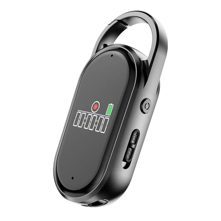 S29A 0.42-inch TFT Display Portable Keychain AI Voice Recorder Support AIREC-APP, Memory:16GB(Black)