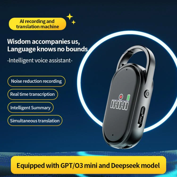 S29A 0.42-inch TFT Display Portable Keychain AI Voice Recorder Support AIREC-APP, Memory:16GB(Black) - Image 5