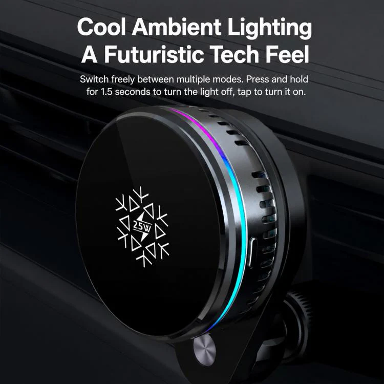 S35 Magnetic Cooling 25W Wireless Fast Charger Car Air Outlet Holder(Black) - Image 6