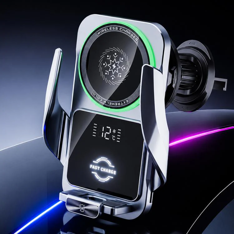 S7 Magnetic Cooling 15W Wireless Fast Charger Car Air Outlet Holder(Silver)