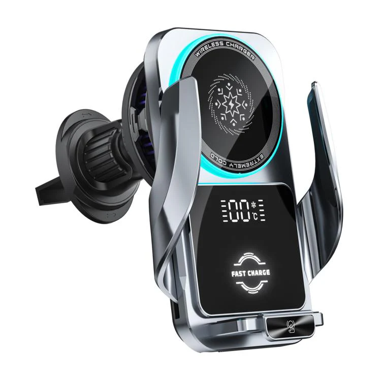 S7 Magnetic Cooling 15W Wireless Fast Charger Car Air Outlet Holder(Silver) - Image 2