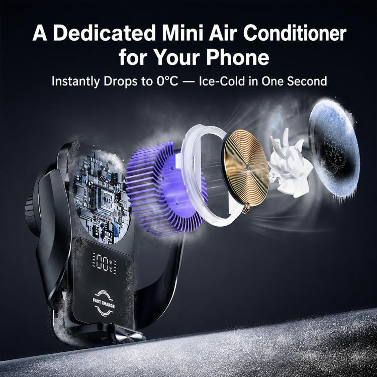 S7 Magnetic Cooling 15W Wireless Fast Charger Car Air Outlet Holder(Silver) - Image 4