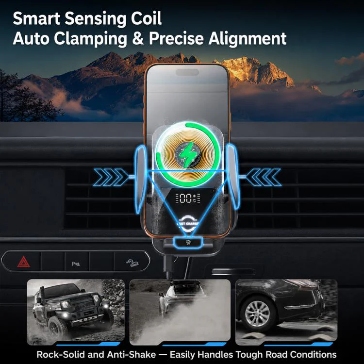 S7 Magnetic Cooling 15W Wireless Fast Charger Car Air Outlet Holder(Silver) - Image 6