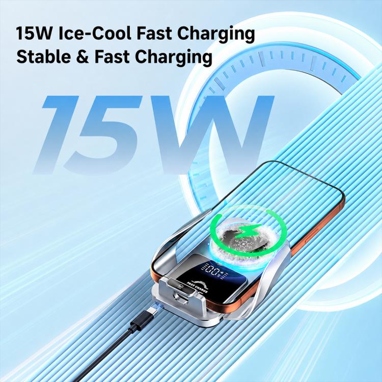 S7 Magnetic Cooling 15W Wireless Fast Charger Car Air Outlet Holder(Silver) - Image 8