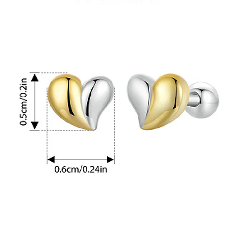 S925 Sterling Silver Heart Earrings Platinum-plated Earrings(BSE1089) - Image 2