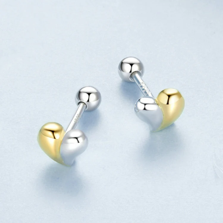 S925 Sterling Silver Heart Earrings Platinum-plated Earrings(BSE1089) - Image 5