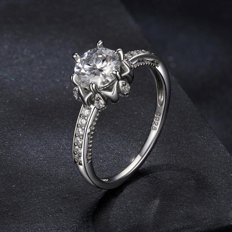 S925 Sterling Silver Moissanite Bud Inlaid Zircon Ring(6) - Image 2