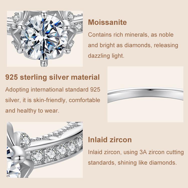 S925 Sterling Silver Moissanite Bud Inlaid Zircon Ring(7) - Image 3