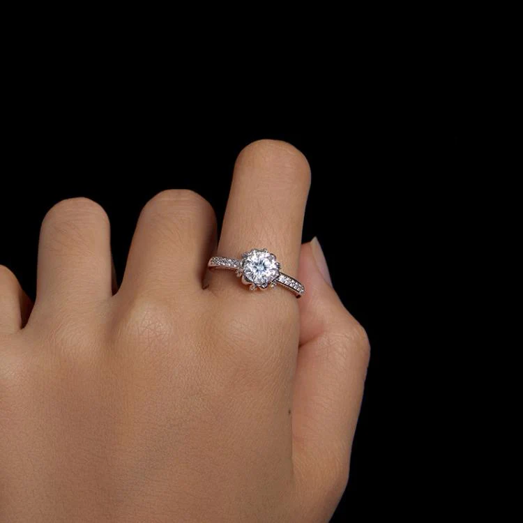 S925 Sterling Silver Moissanite Bud Inlaid Zircon Ring(7) - Image 4
