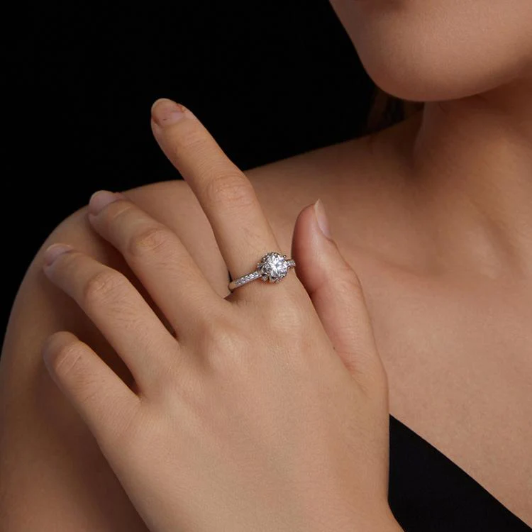 S925 Sterling Silver Moissanite Bud Inlaid Zircon Ring(7) - Image 5