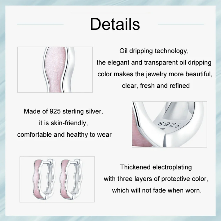S925 Sterling Silver Pink Zircon Women Earrings(SCE1709) - Image 5