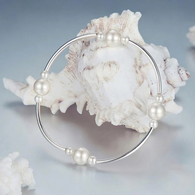 S925 Sterling Silver Plated Elegant Shell Bead Bracelet(BSB203) - Image 3