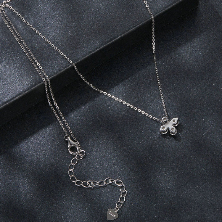 S925 Sterling Silver Plated with Platinum Lucky Four-leaf Clover Moissanite Necklace(MSN038) - Image 3