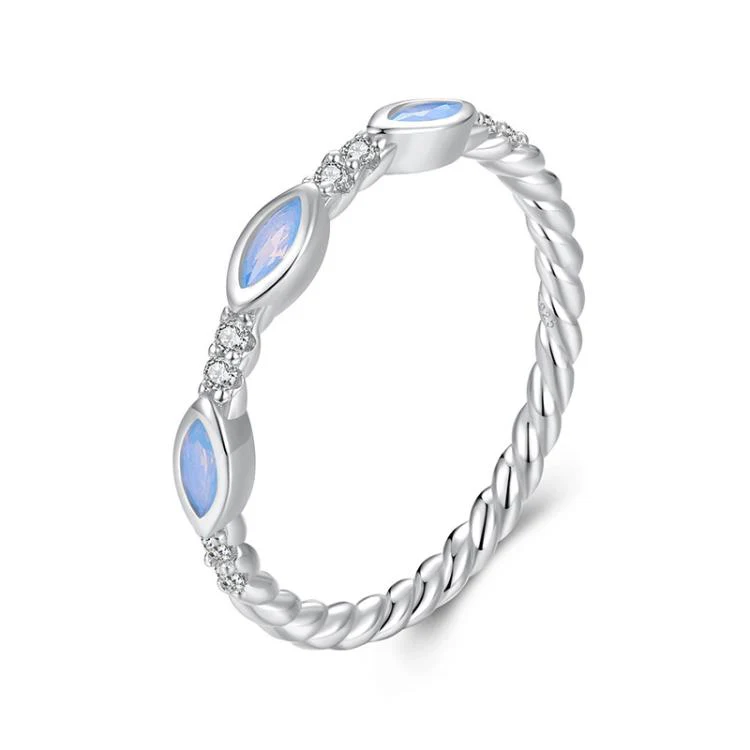 S925 Sterling Silver Platinum-Plated Zircon Nano Opal Ring(6)
