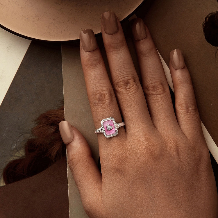 S925 Sterling Silver Square Open Ring Adjustable Retro Love Ring(SCR1067-E) - Image 4