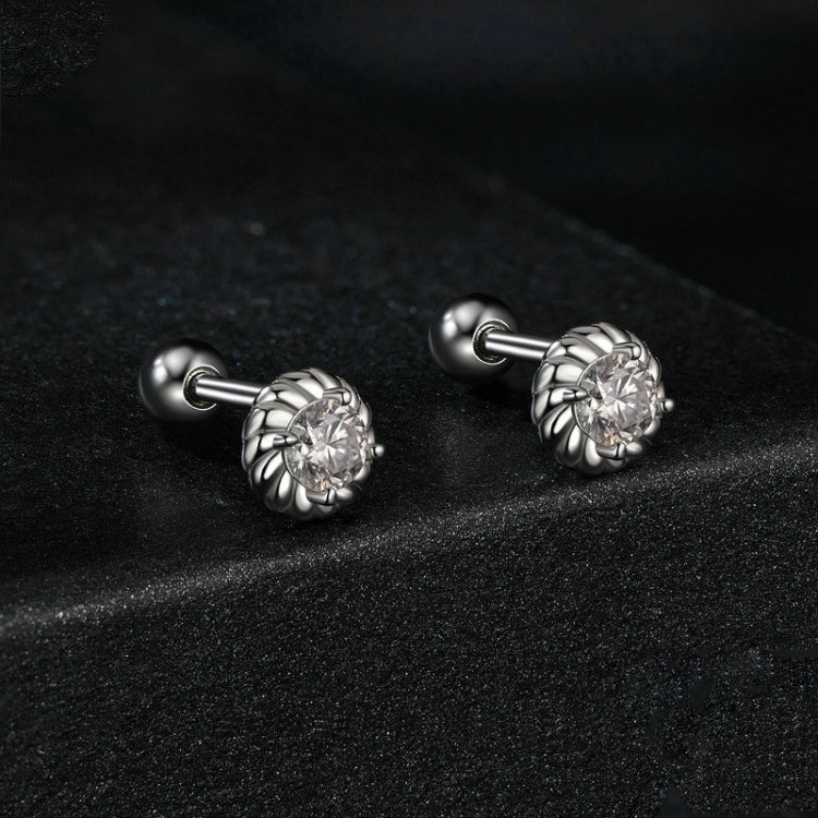 S925 Sterling Silver Threaded Round Moissanite Earrings(MSE053) - Image 2