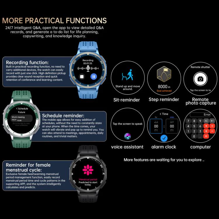 S99 1.43 inch GPS Sports Smart Watch, Support Bluetooth Call / Heart Rate / Blood Oxygen / Sleep Monitoring(Black) - Image 17