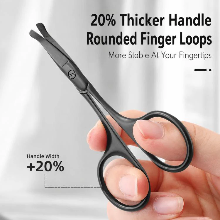 Safety Nose Hair Scissors for Men & Women Curved Facial Hair Trimming Scissors Stainless Steel Grooming Scissors(Black) - Image 4
