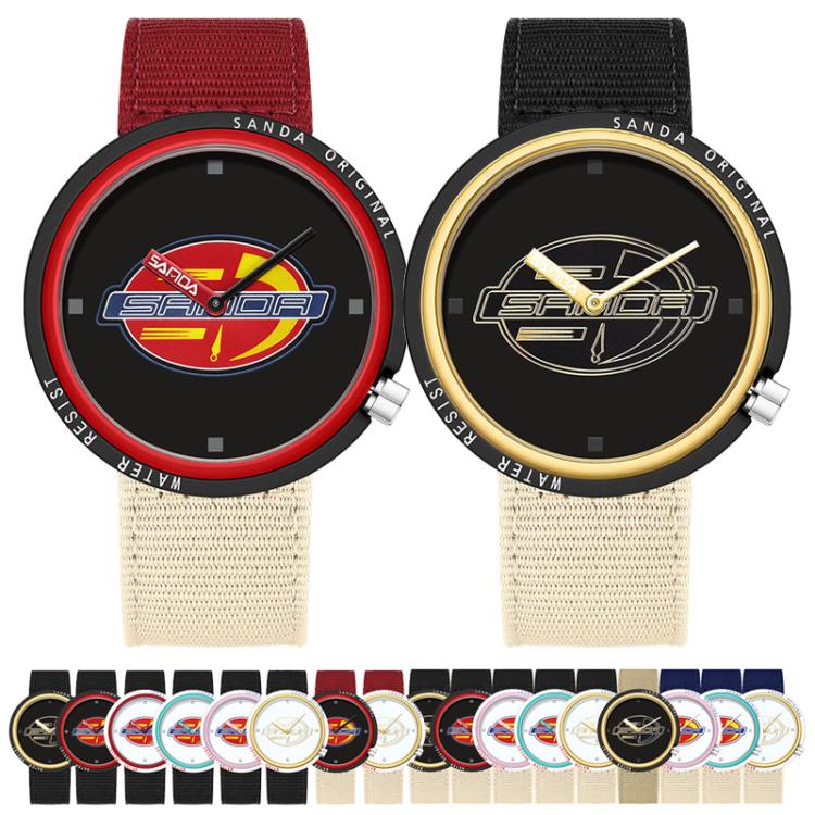 SANDA 3202 Slim Silent 3ATM Waterproof Student Watch with Nylon Strap(Black-Red Case) - Image 2