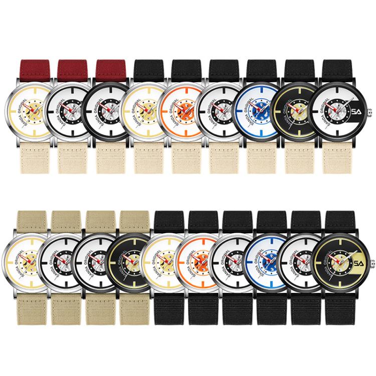 SANDA 3217 Preppy Style 5ATM Waterproof Student Watch with Nylon Strap(Khaki Strap / Black-Yellow) - Image 3