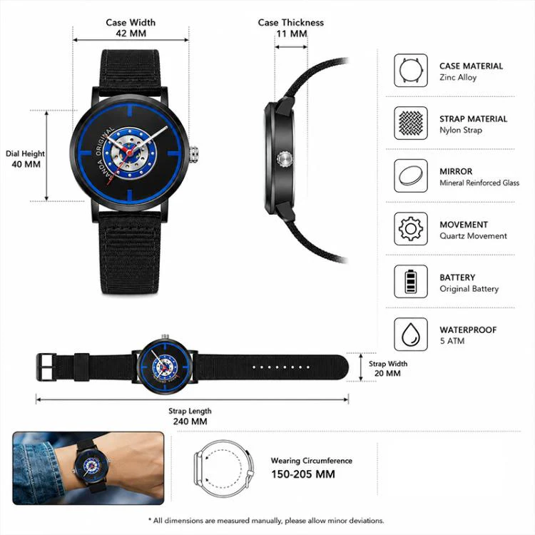 SANDA 3217 Preppy Style 5ATM Waterproof Student Watch with Nylon Strap(Khaki Strap / Black-Yellow) - Image 4