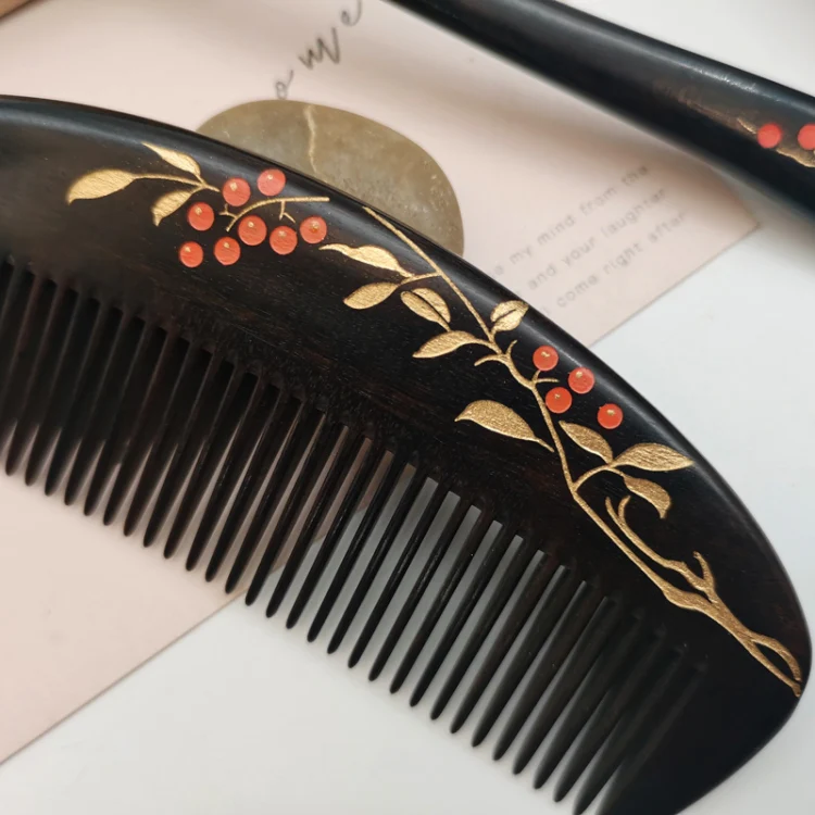 Sandalwood Comb Lacquer Painted Massage Comb - Image 3