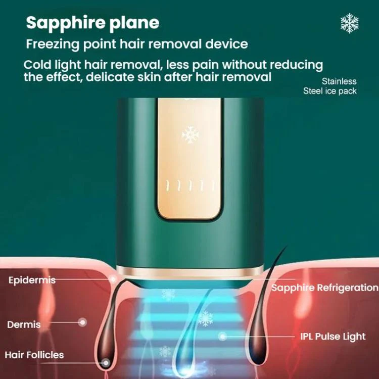 Sapphire Ice Sense Painless Laser Hair Remover Intense Pulse Ice Hair Removal Device, Style: Dark Green FY-505AG(EU Plug) - Image 7