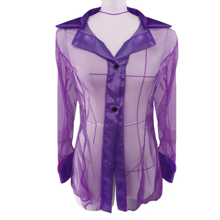 See-through Mesh Cardigan Shirt Pajamas Sexy Underwear For Women, Size: XXL(Black) - Image 2