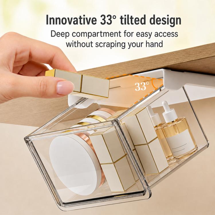Self Adhesive Transparent Pull-Out Drawer Style Storage Box, Size:10x10x8.5cm - Image 10