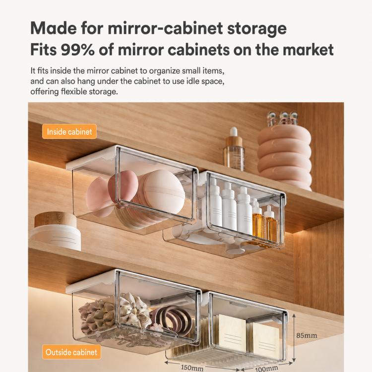 Self Adhesive Transparent Pull-Out Drawer Style Storage Box, Size:15x10x8.5cm - Image 4