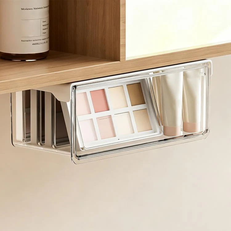 Self Adhesive Transparent Pull-Out Drawer Style Storage Box, Size:21.5x10x8.5cm