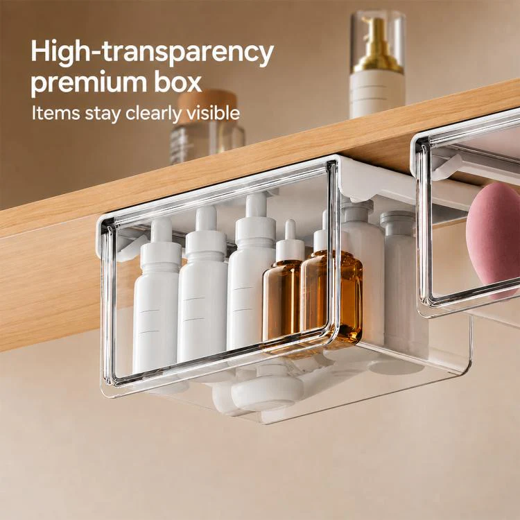 Self Adhesive Transparent Pull-Out Drawer Style Storage Box, Size:21.5x10x8.5cm - Image 11