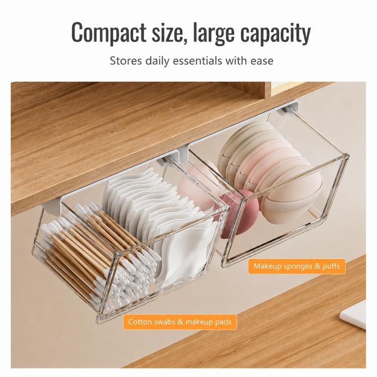 Self Adhesive Transparent Pull-Out Drawer Style Storage Box, Size:21.5x10x8.5cm - Image 5