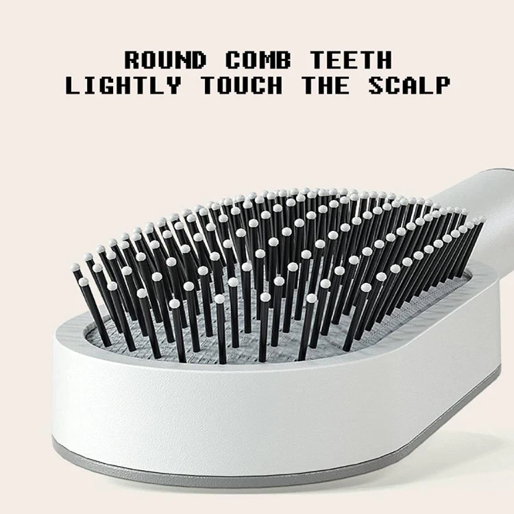 Self Cleaning Hair Brush Air Cushion Massage Comb For Women(White) - Image 5