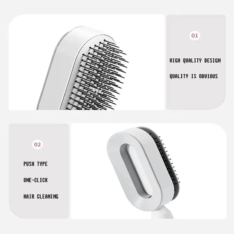 Self Cleaning Hair Brush Air Cushion Massage Comb For Women(White) - Image 7