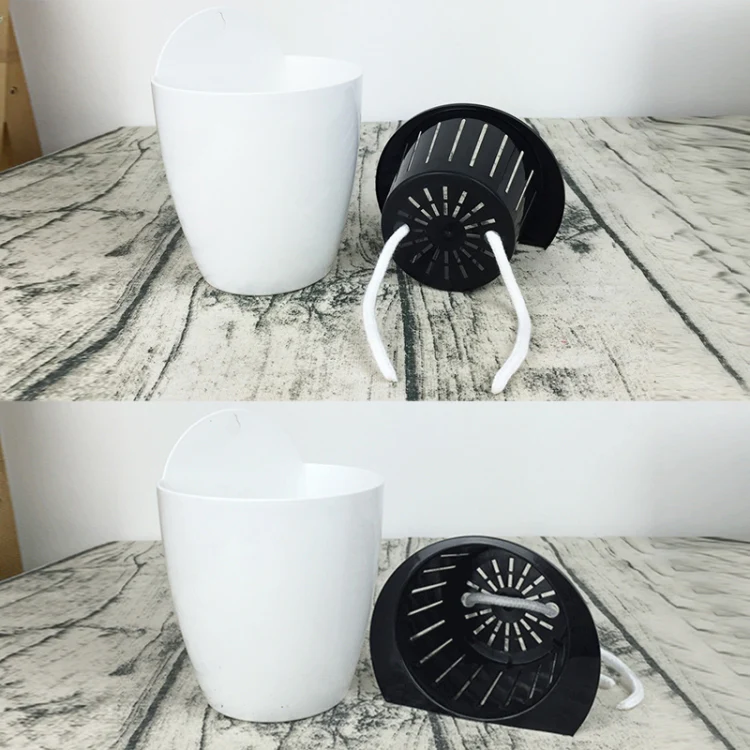Self-Watering Planter Grow Plants Lazy Flower Pots Wall-hanging Round Resin Plastic Flower Pots, Size: 11x8x10.5cm(Black) - Image 3