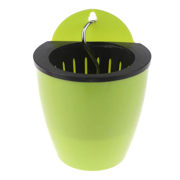 Self-Watering Planter Grow Plants Lazy Flower Pots Wall-hanging Round Resin Plastic Flower Pots, Size: 11x8x10.5cm(Green) - Image 2