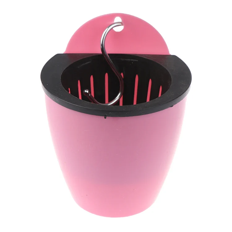 Self-Watering Planter Grow Plants Lazy Flower Pots Wall-hanging Round Resin Plastic Flower Pots, Size: 11x8x10.5cm(Pink) - Image 2