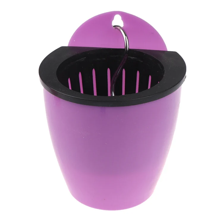 Self-Watering Planter Grow Plants Lazy Flower Pots Wall-hanging Round Resin Plastic Flower Pots, Size: 18x12.5x16cm(Purple) - Image 2