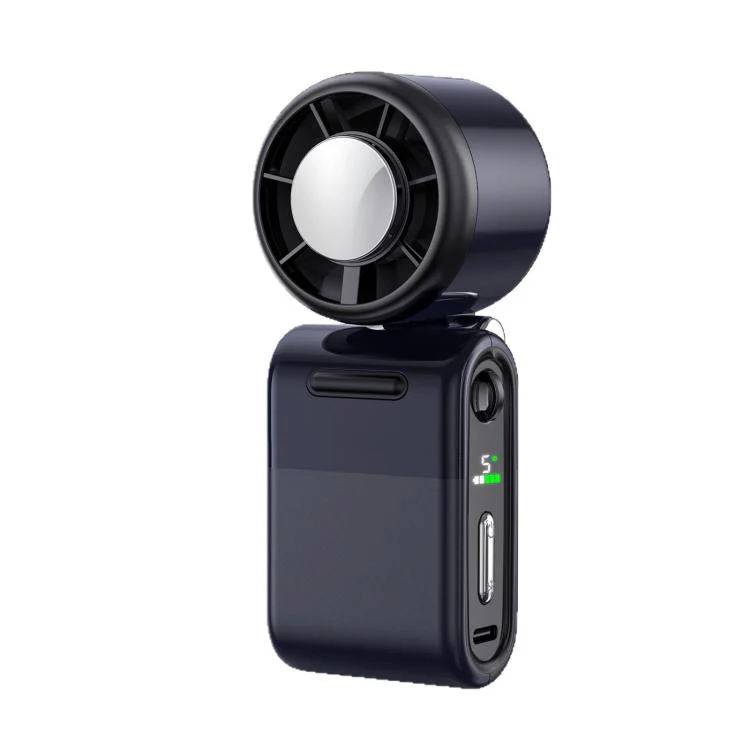 Semiconductor Ice Cooling Handheld Fan 5-Speed Turbo Mini Pocket Fan USB-C Rechargeable Small Personal Fan(Black)