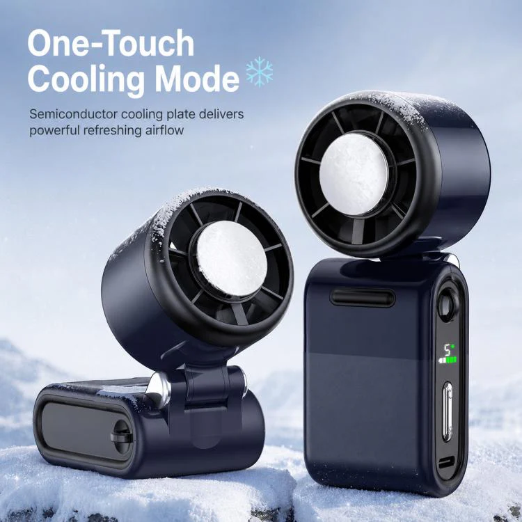 Semiconductor Ice Cooling Handheld Fan 5-Speed Turbo Mini Pocket Fan USB-C Rechargeable Small Personal Fan(Black) - Image 2