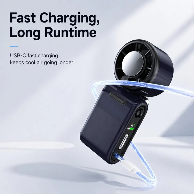 Semiconductor Ice Cooling Handheld Fan 5-Speed Turbo Mini Pocket Fan USB-C Rechargeable Small Personal Fan(White) - Image 5