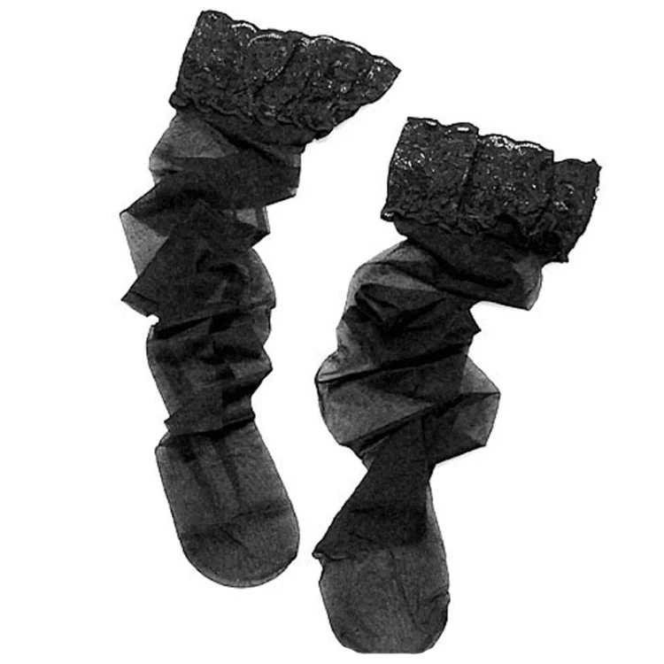 Sexy Women Lace Top Stockings Floral Lace Patchwork Over Knee Thigh High Elastic Stockings, Size: Average(Black) - Image 4