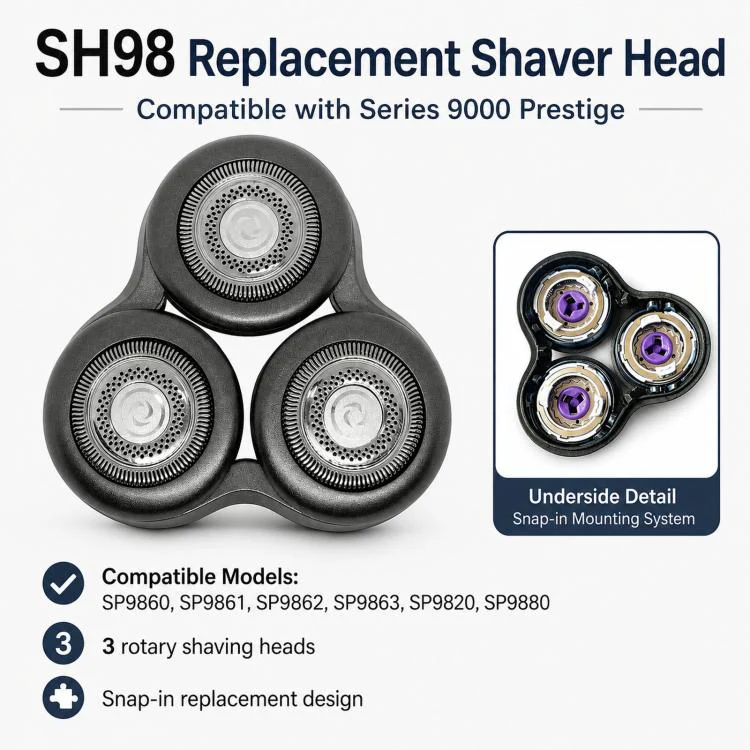 SH98 Replacement Shaver Head For Philips Norelco Series 9000 Prestige, Compatible With SP9860, SP9861, SP9862, SP9863, SP9820, SP9880(Royal Blue) - Image 4