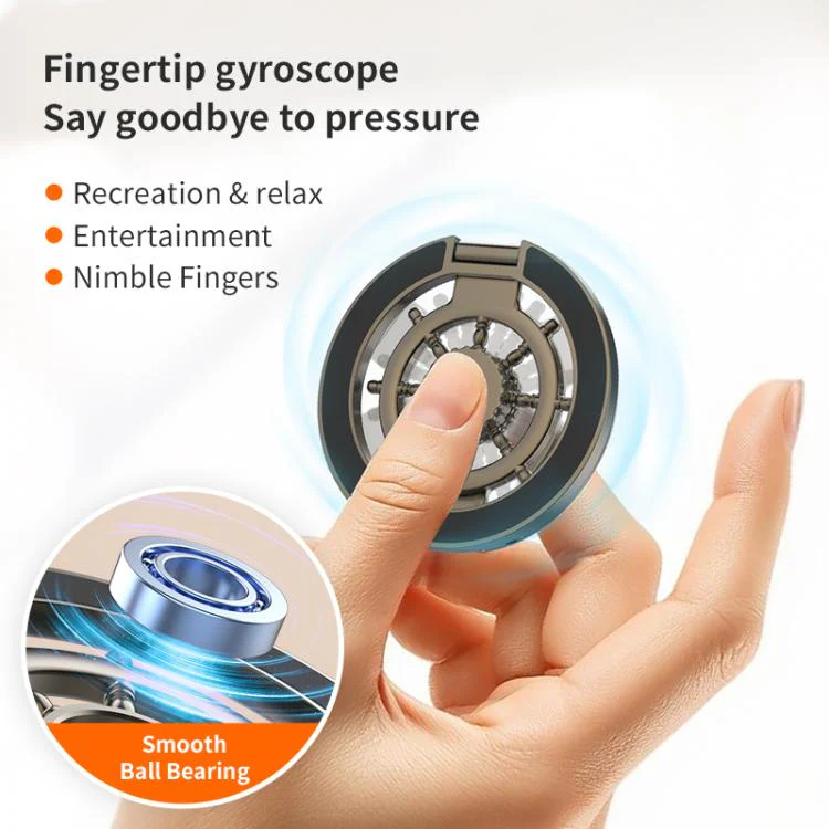 Ship Wheel Gyro Spinner 360-degree Rotating Foldable Double-Sided Magnetic Phone Holder(Gunmetal) - Image 5