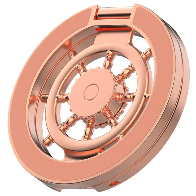 Ship Wheel Gyro Spinner 360-degree Rotating Foldable Double-Sided Magnetic Phone Holder(Rose Gold) - Image 2